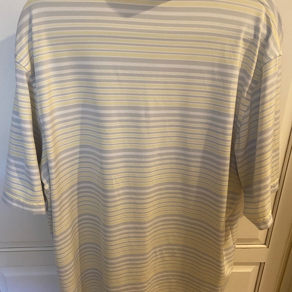 Peter Millar summer comfort polo Sz L Troon North yellow gray white Preowned - Picture 4 of 5